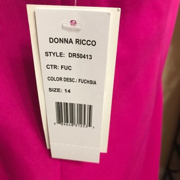 NWT Women's Donna Ricco Ruffle-Hem Sheath Mini Dress Fuchsia Size 14 - Picture 10 of 15